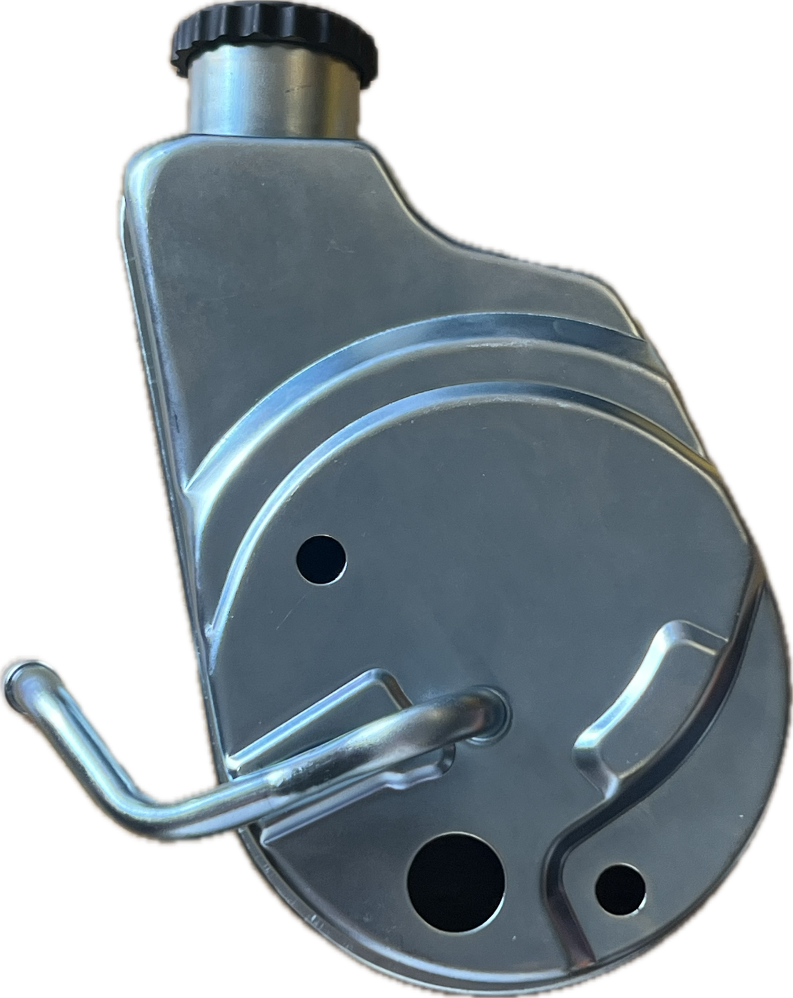 Offset power steering pump reservoir for Saginaw pump